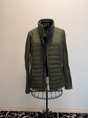 The North Face Olive Hybrid Quilted Fleece Jacket